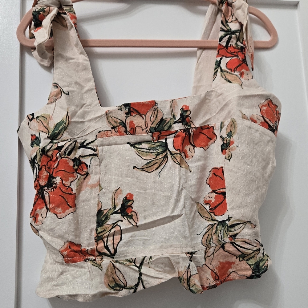 Band of Gypsies Orange Bustier Tie Front Blouse